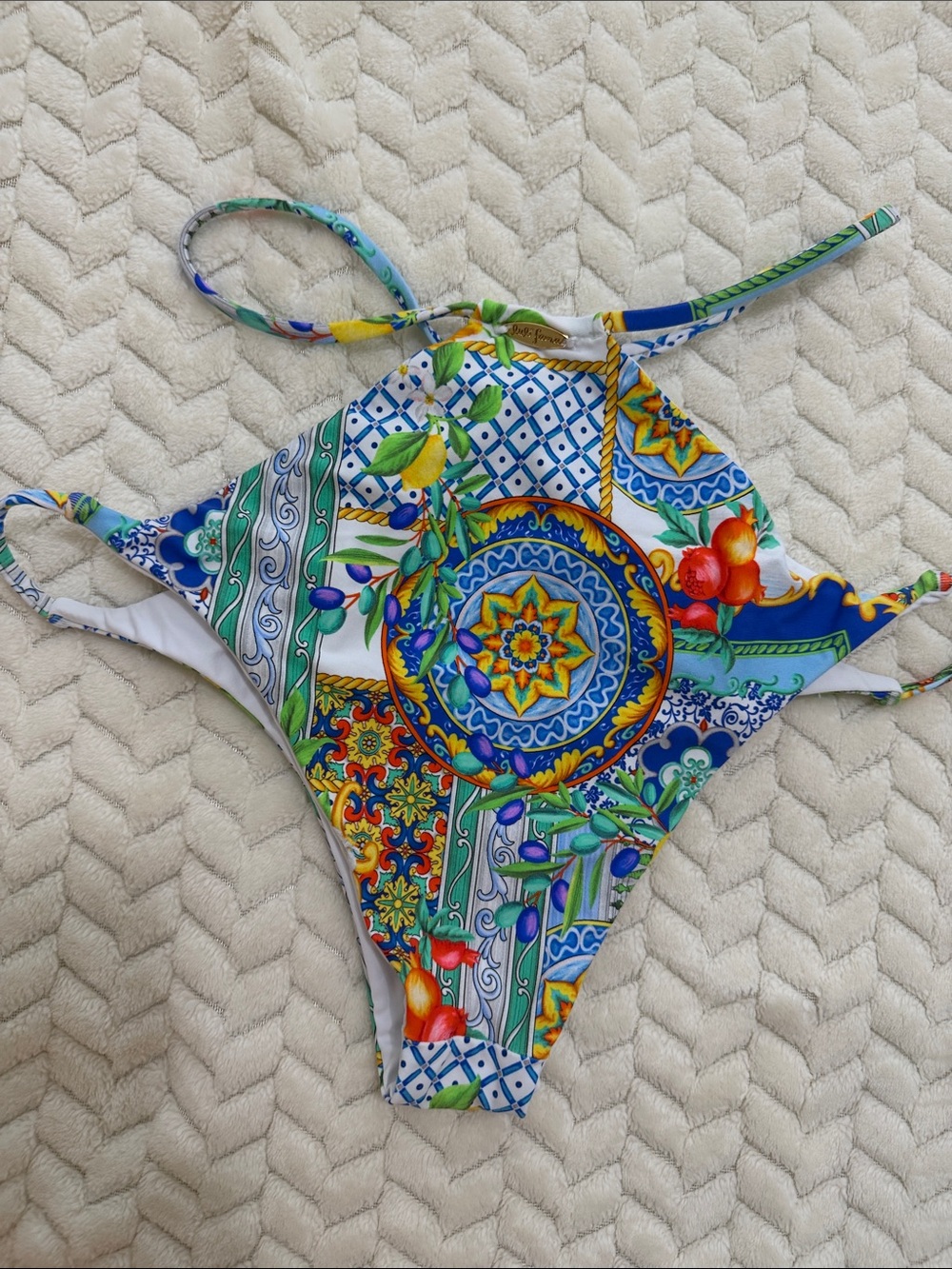 Luli Fama Vibrant Blue & Multi-Color Patterned Bottom - Picture 2 of 2
